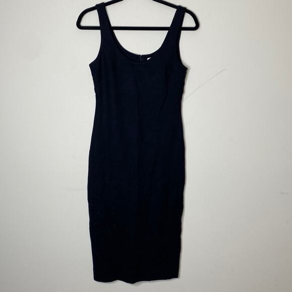 L’Agence Sleeveless Midi Dress Color Noir Solid Black Heavy Womens Size Small - Picture 2 of 6